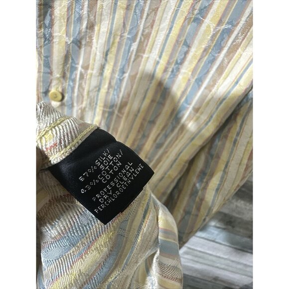 Men’s Jhane Barnes Dress Shirt Multicolored Silk Blend Size Medium - Picture 11 of 16
